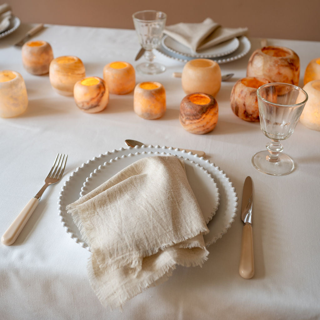 Waxinelichthouder Alabaster crème