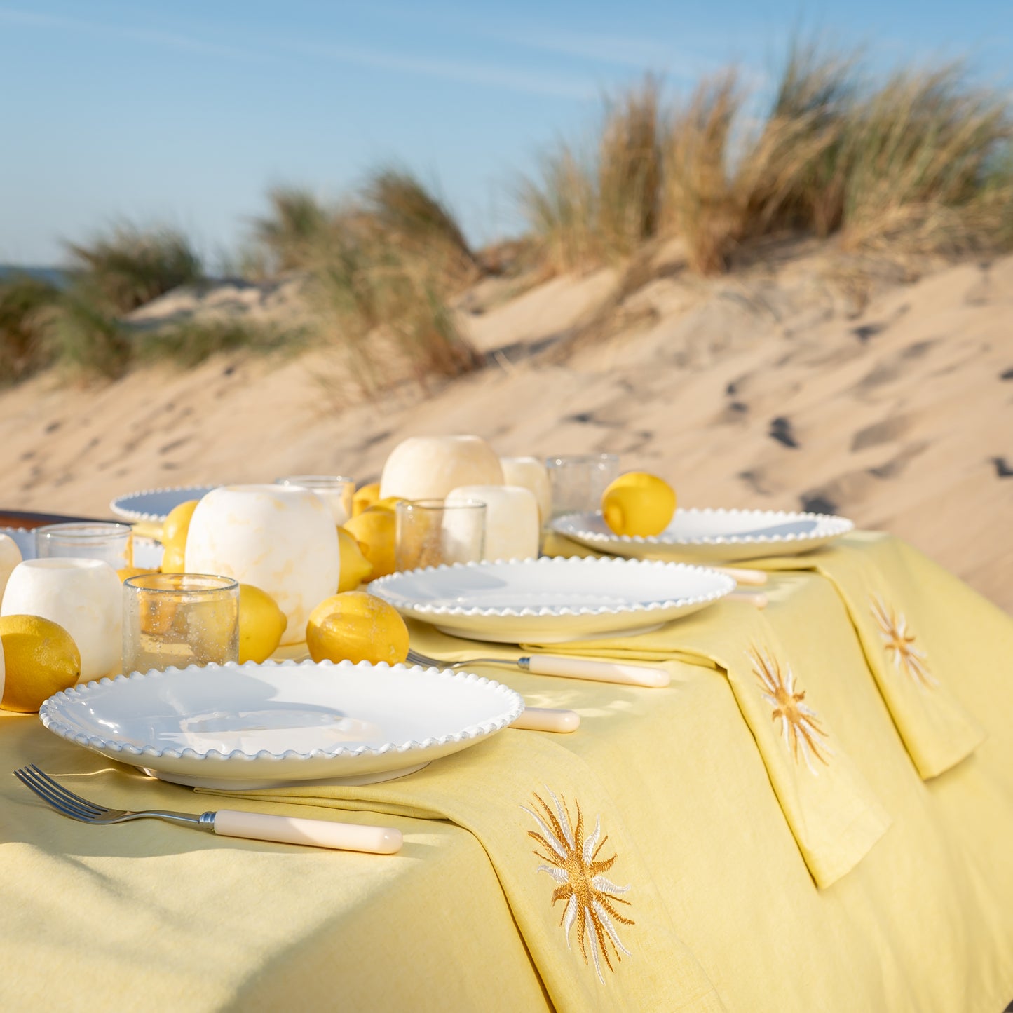Tafelkleed Limon Cello, Geel linnenmix