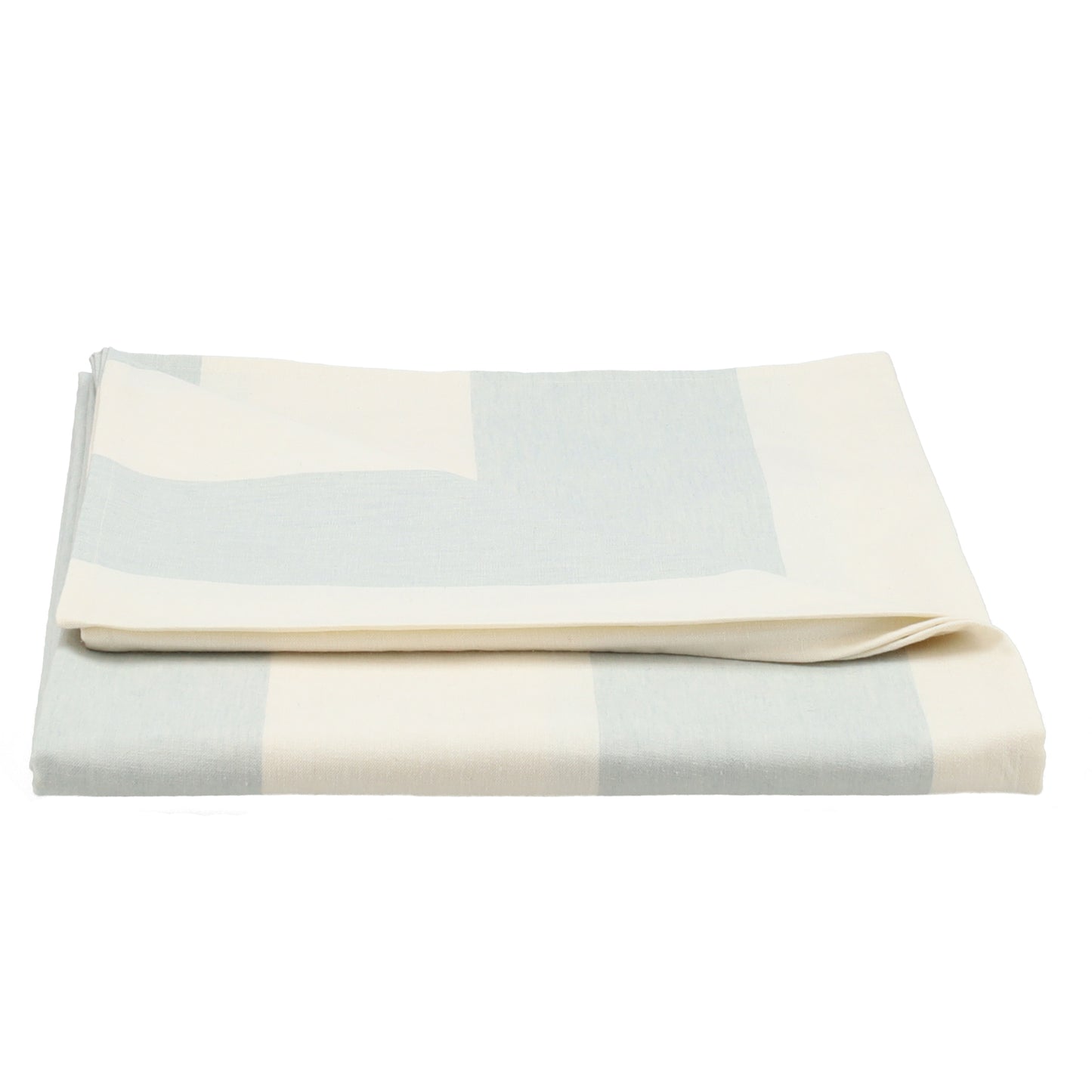 Tafelkleed Sunbrella, aqua blauw met gebroken wit gestreept