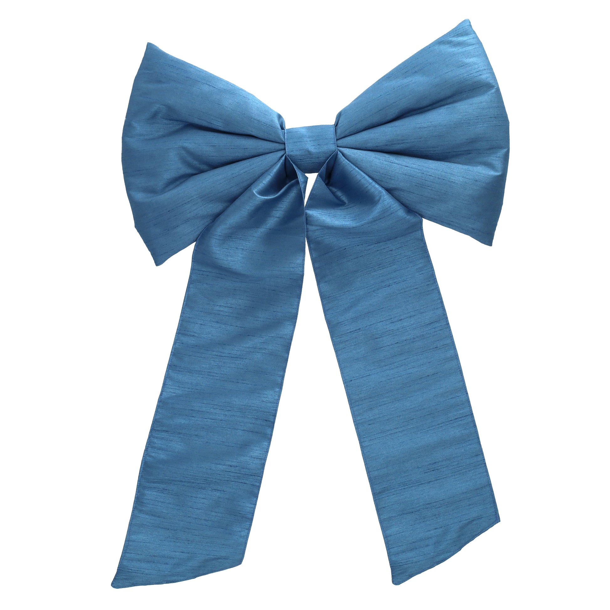 Grote blauwe strik van stof als decoratie voor de feestdagen