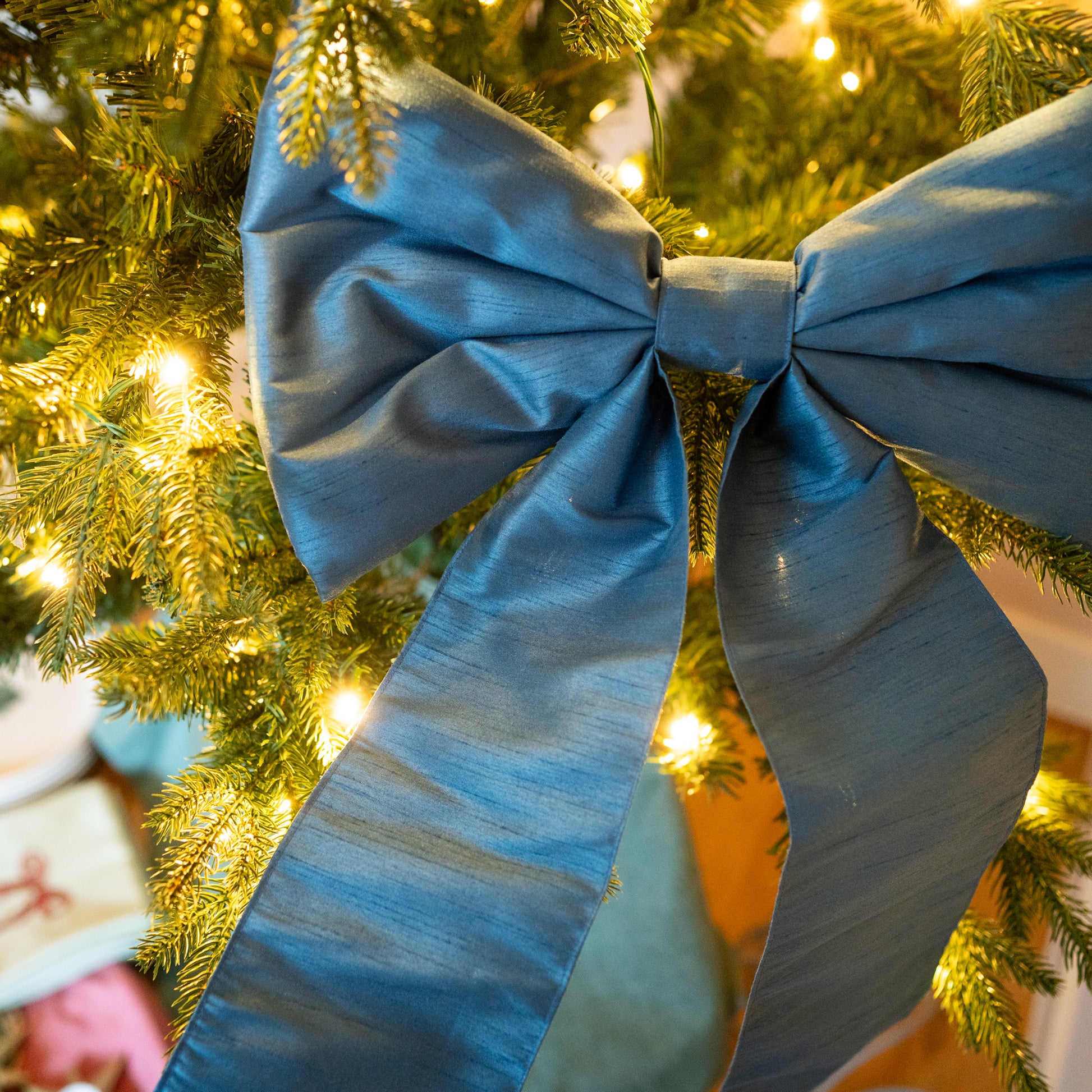 Blauwe Kersstrik Blue Christmas Bow