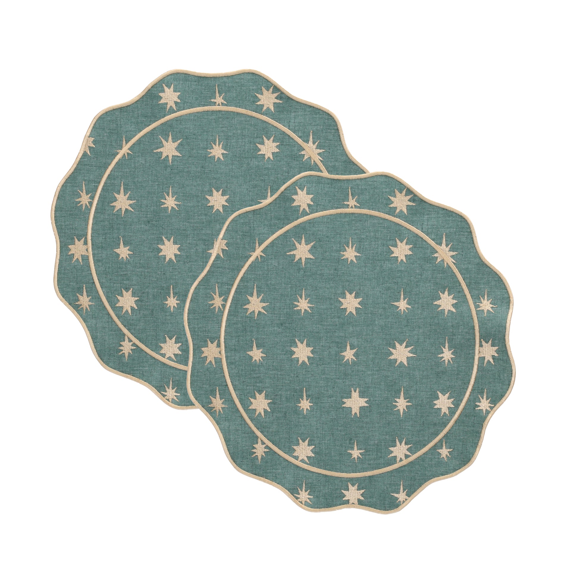 Groene placemats van stof voor kerst set van 2 stuks