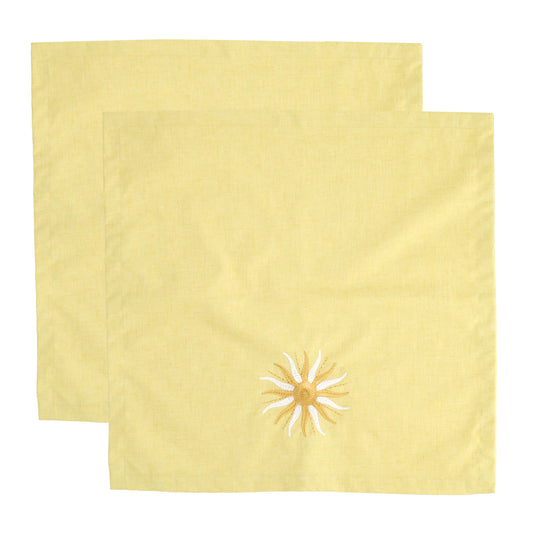 Set van 2 botergele servetten met zon boduursel 