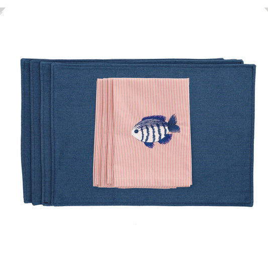 Set Petit Poisson Denim - placemats en servetten
