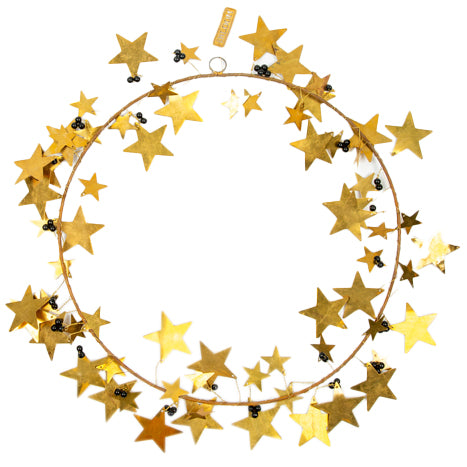 Mrs Bloom Krans golden stars and black beads